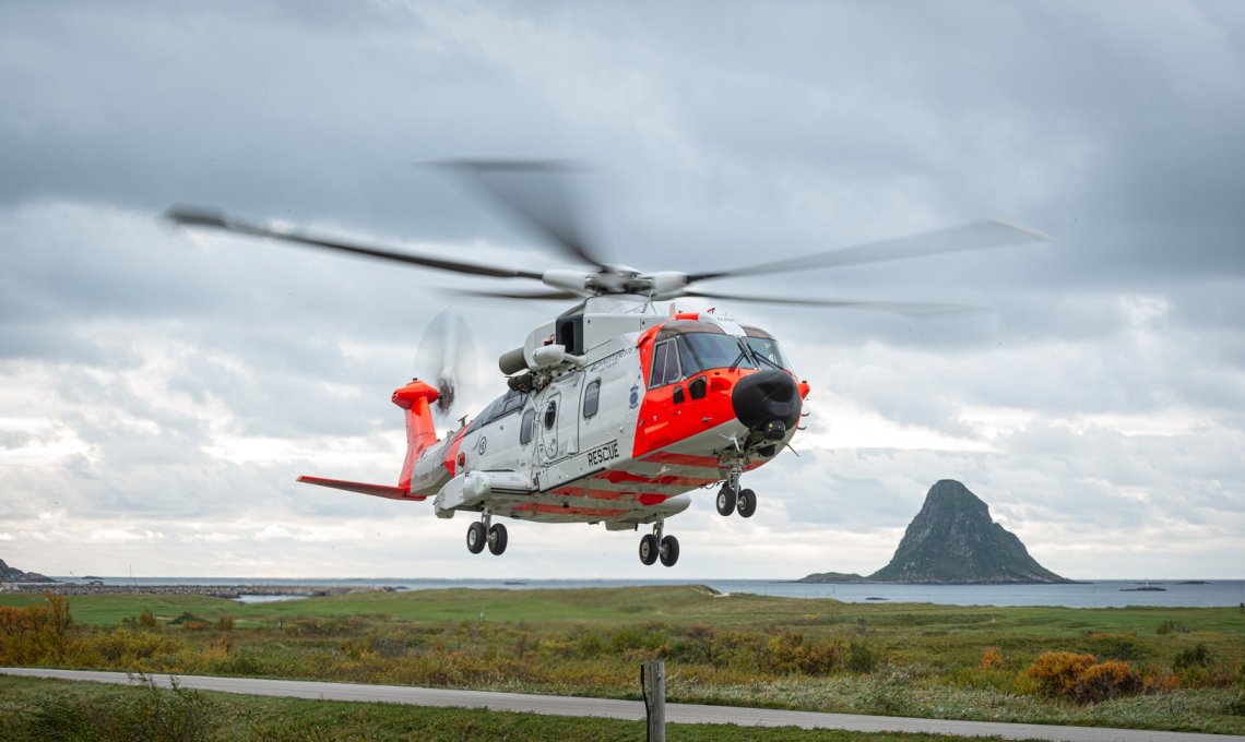 Illustrasjonsbilde helikopter som lander på Bleik