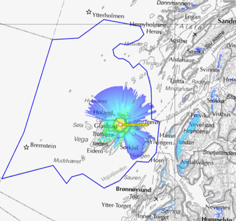 Bildet viser kart over frekvenstillatelse for FM sendernett 17-01.0 