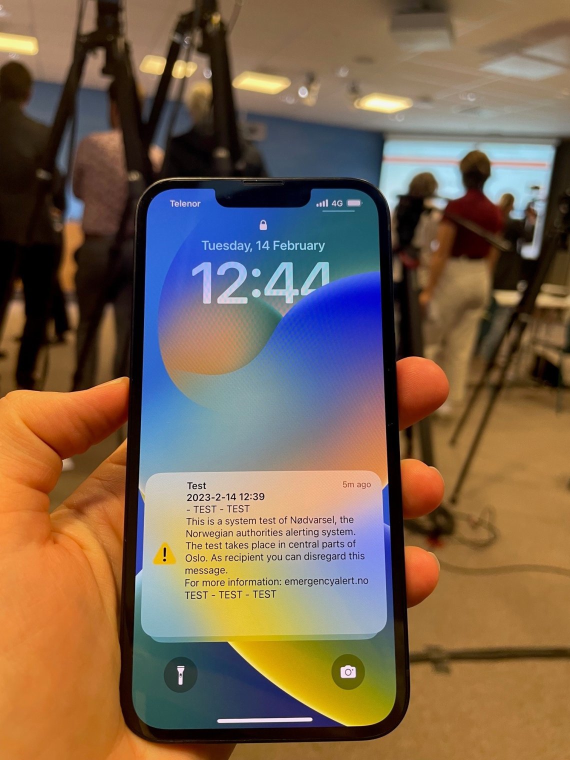 Bilde av tekstmelding på en mobiltelefon